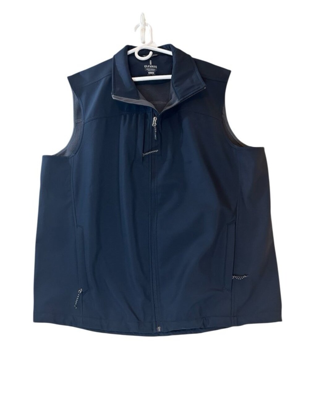 Elevate Men’s 2XL Fleece Lined Vest Navy Blue Full Zip Pockets Collar Outerwear